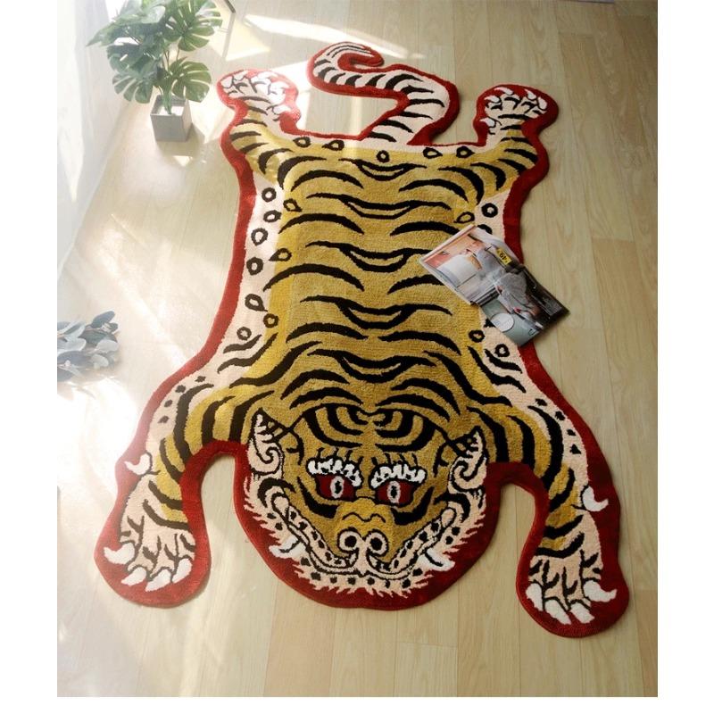 Imitatie kasjmier tijgerkleed, speciaal gevormde vloermat, beddeken, voetmat, tijgerpatroon wandkleed, antislip badkamer 80x120cm31.5x47.2in