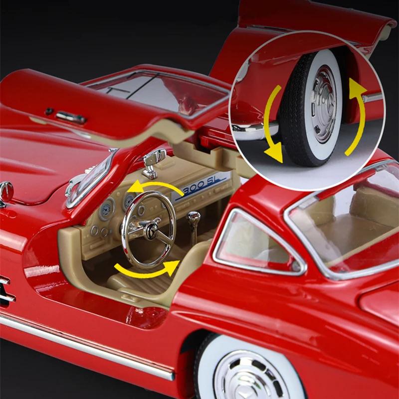 New 1:24 Mercedes-Benz 300SL Alloy Car Model Diecast Metal Classic Vehicle Car Model Simulation Sound Light Collection Toy Gift
