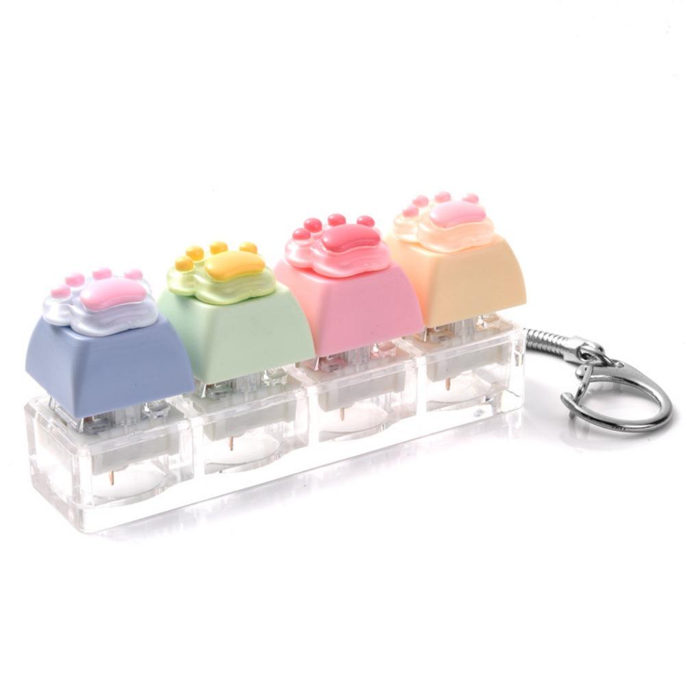 4/8Pcs Cat Paw Keycap Fidget Keychain Macaron Stress Relief Pendant Xmas Birthday Valentine Office Party Gift Charm