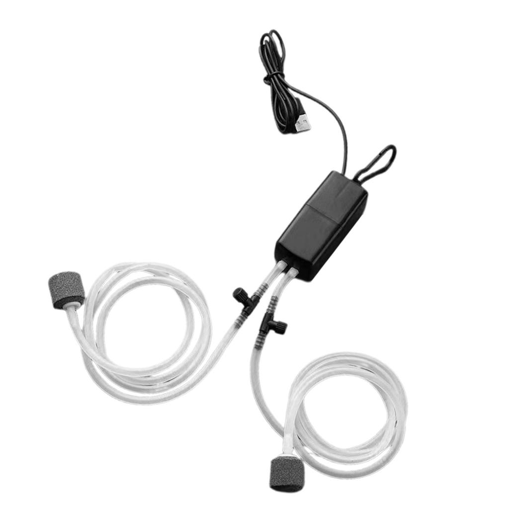 Pompa Ossigeno USB per Pesci Portatile Silenziosa Doppia Uscita Pompa Ossigeno per Pesca Acquario Domestico
