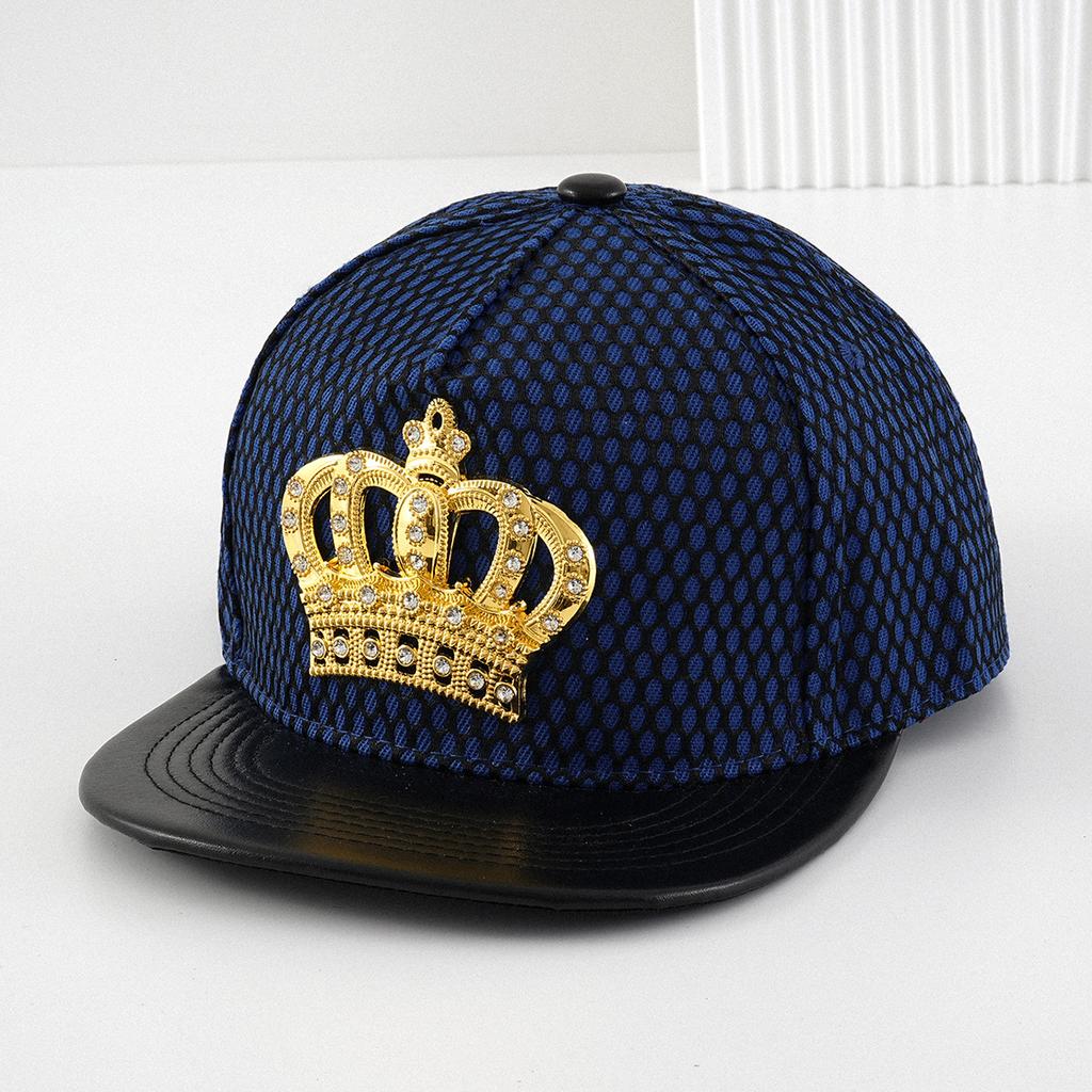 Men's and Women's Couple Hat Metal Crown Jewel Water Diamond Grid Baseball Hat