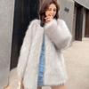 Faux Leather Coat Women's Autumn and Winter New Imitation Fox Fur Coat Thickened Long Fur Coat Tide