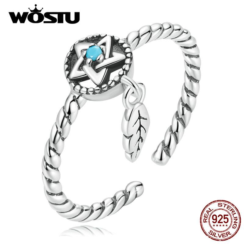 

WOSTU 925 Серебряное кольцо «Ловец снов» с полой звездой, бирюзовым, нежное, простое, гипоаллергенное, массивное кольцо, ювелирное изделие, подарок 925 silver
