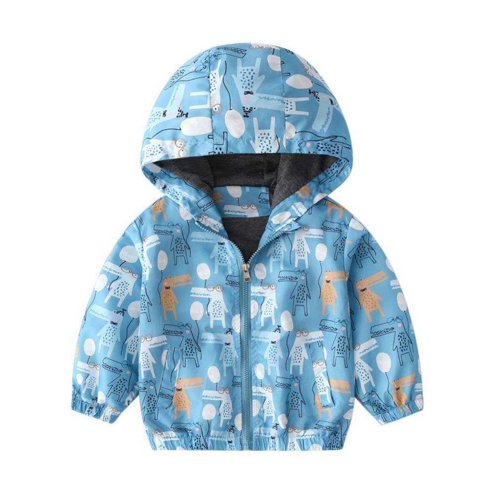 Copii mici Bebeluși Băieți Fete Îmbrăcăminte exterioară Paltoane cu glugă imprimate Copii Îmbrăcăminte cu fermoar Jachete rezistente la vânt Topuri