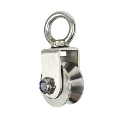 1 Piece U/V Type Swivel Pulley 304 Stainless Steel Duplex Bearing Silent Detachable Rotation Pulley System Traction Wheel