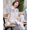 Pasite Women's Summer Casual Print Short-Sleeve Top & Pants Set