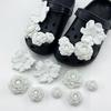 8Pcs Reusable 3D Flower Beach Shoe Charms Clip Buckle Detachable Shoe Decorations DIY Perforated Shoes Accessories Beach Shoes