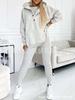1116 European and American new women's clothing sports and leisure hooded pocket sweater threaded slim trousers set