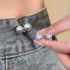 Fibbia Vita Regolabile in Strass Lucidi e Perle, Bottoni per Jeans, Clip Cinciura Vita Riutilizzabile Senza Fori per Vestiti