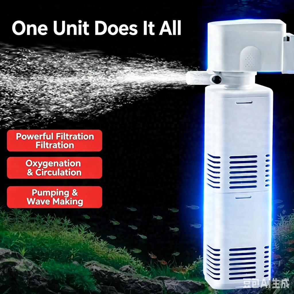 Aquarium Filter with Powerful Filtration, Oxygenation, and Wave Making