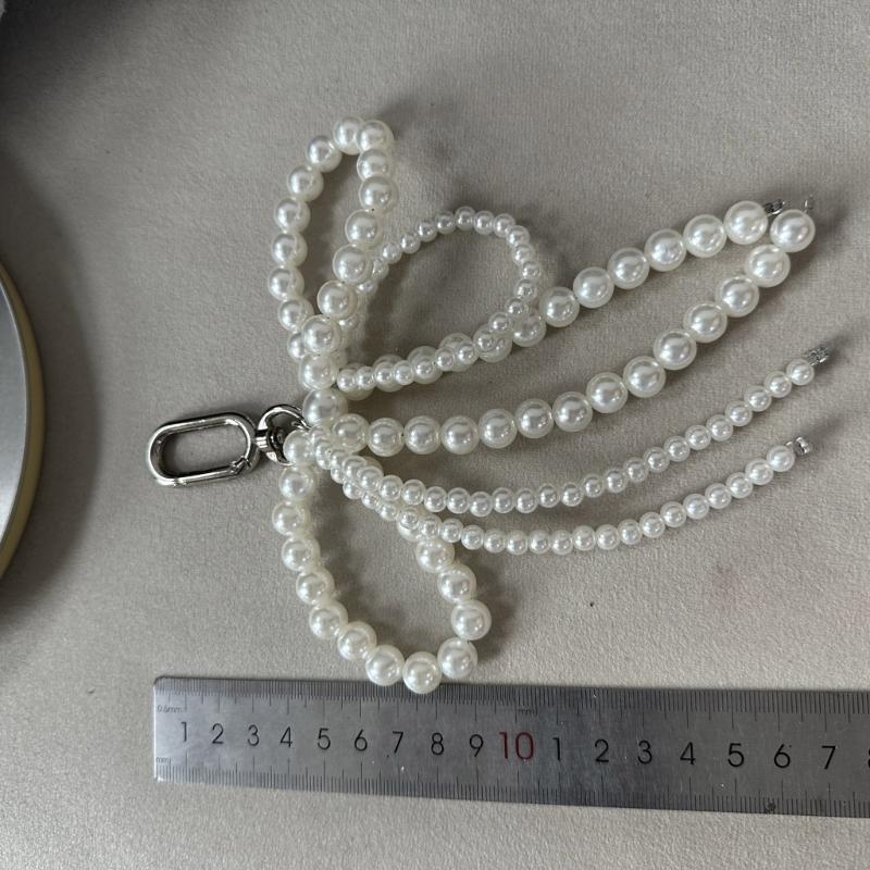 Lovely Pearl Beaded Bowknot Keychain Pendant Bag Phone Pendant Women Backpack Handbag Charm Lovely Hangings Decoration