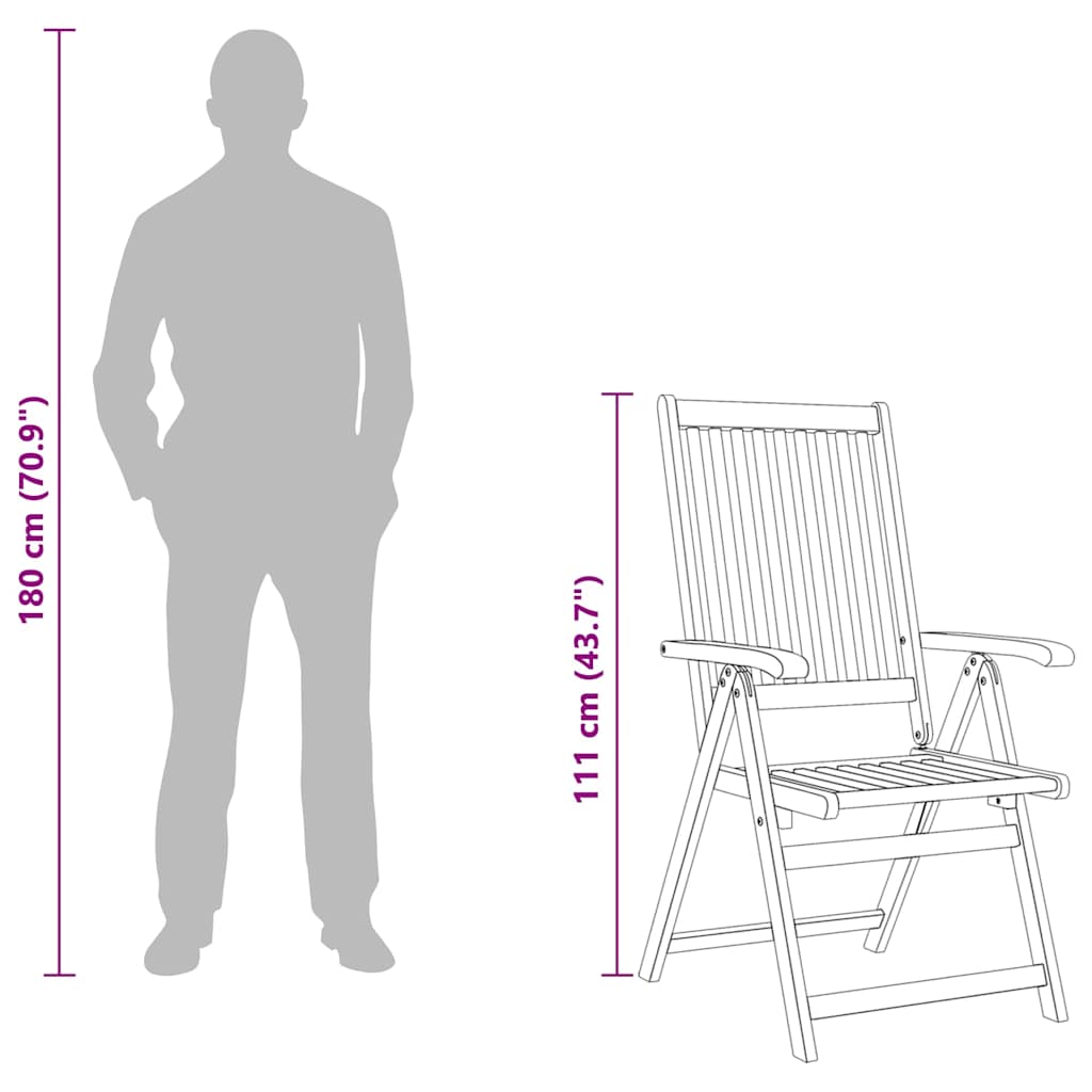 Folding Garden Chairs 6 pcs Solid Acacia Wood