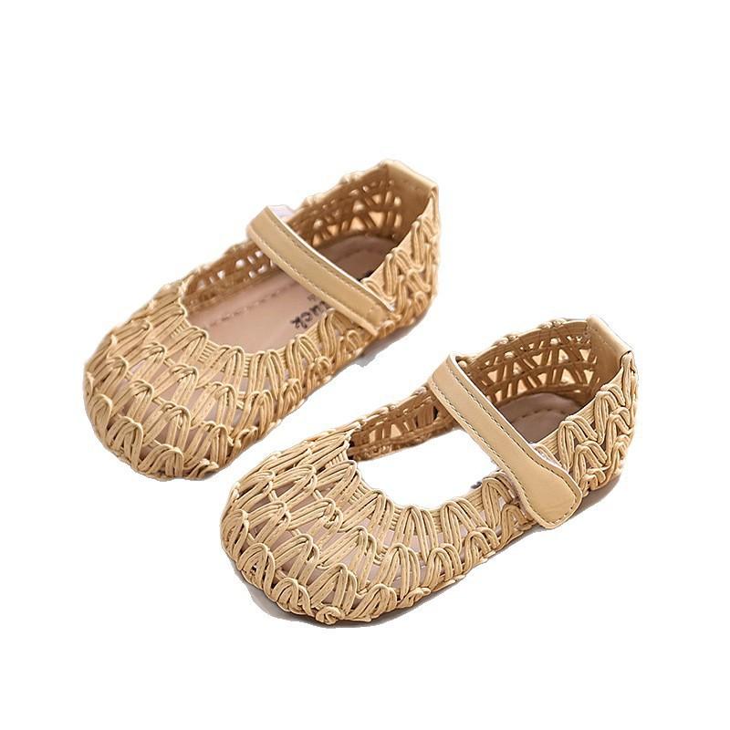 Girls Open-Toe Sandals With Closed Toe Design Woven Cut-Out Breathable Mesh Toddlers Kids