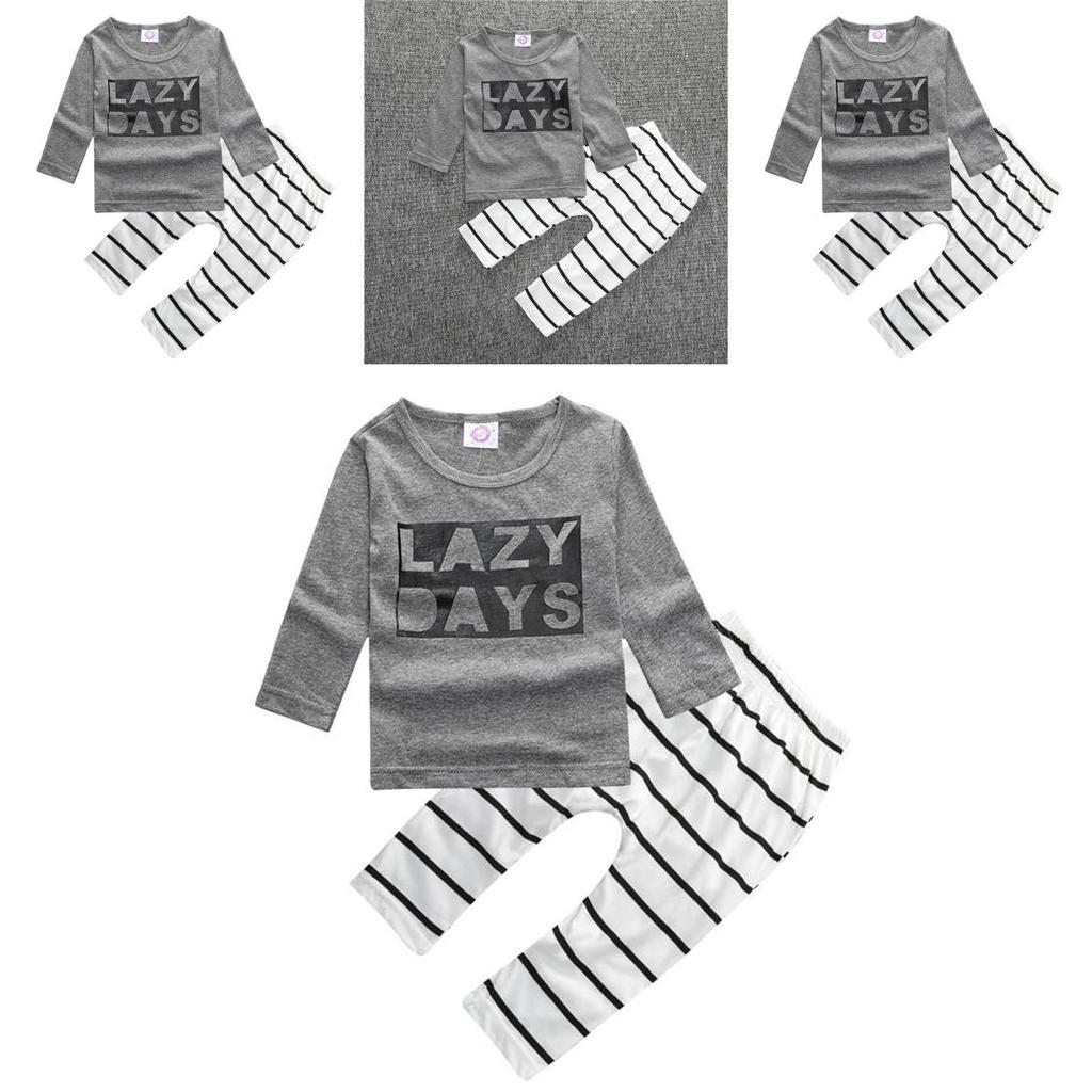 Stylish 2pcs Suit For Baby Kids Featuring Letter Printed Long Sleeve Shirt And Pants
