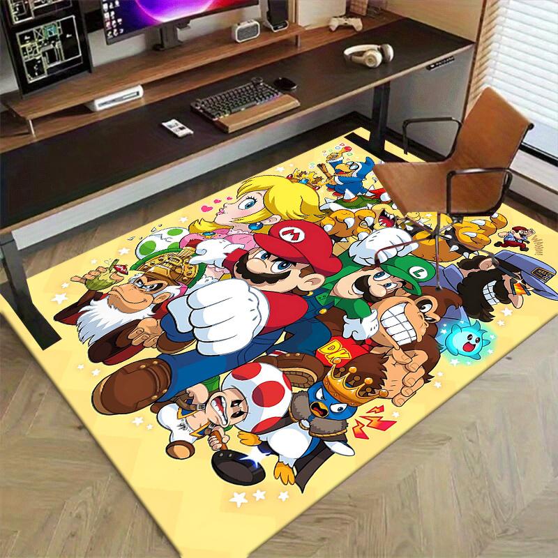 1 Stück Super Mario Bros. Anime Cartoon Design Büroteppich, Rutschfester Teppich für Heimdekoration, Wohnzimmer, Schlafzimmer, Spielzimmer & Wohnheim Perfekt