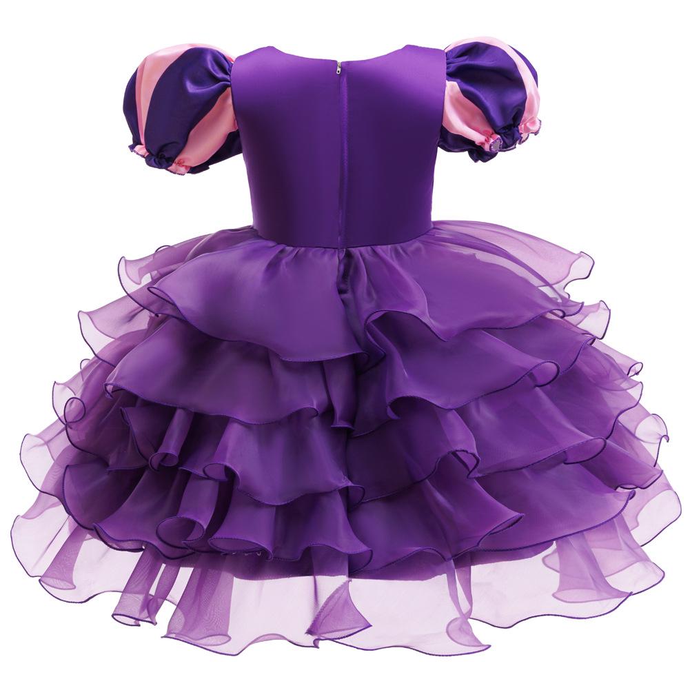 New Girls' Halloween Puff Sleeve Mesh Dress Costume