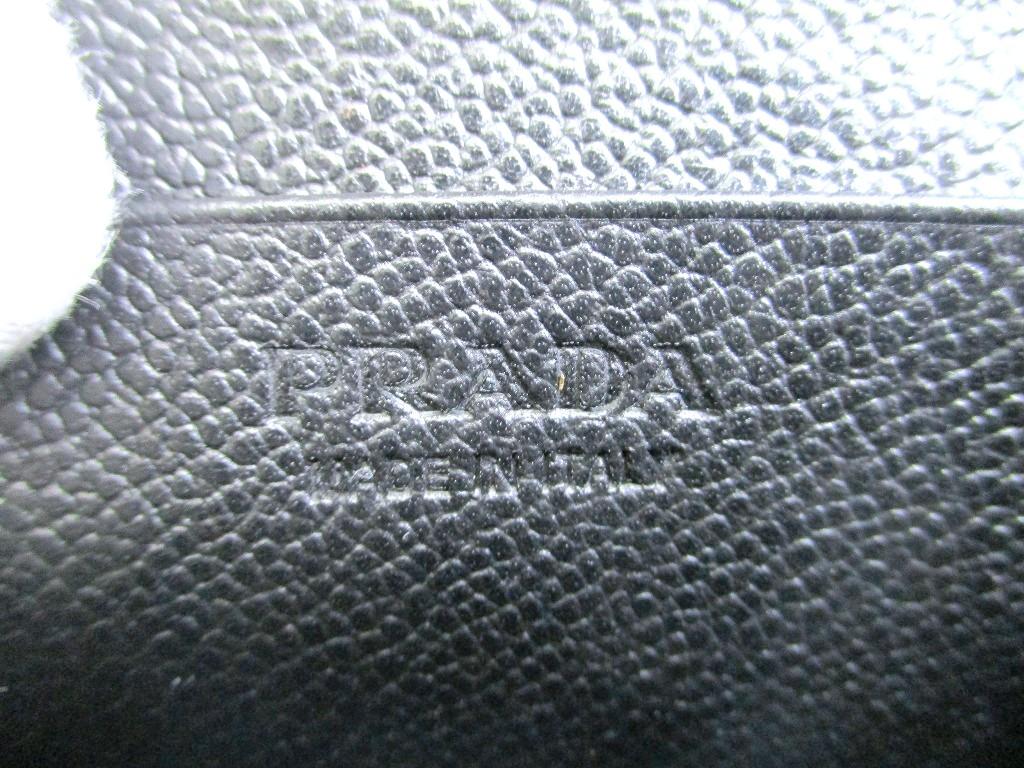 Authentic PRADA Black Grain Leather Card Case Card Holder #b085  Seller refurbished