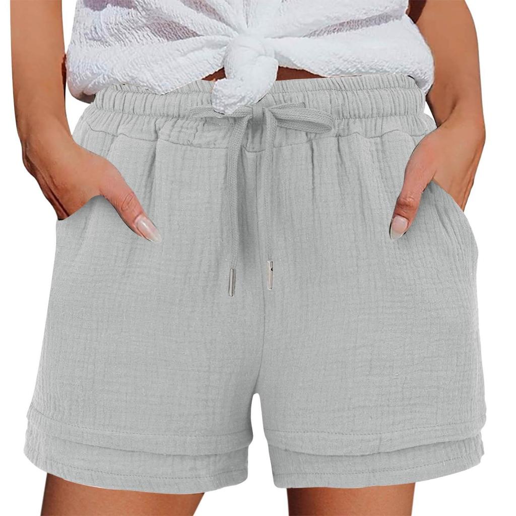 Women's Casual  Summer Elastic Beach Shorts  Solid Casual Shorts