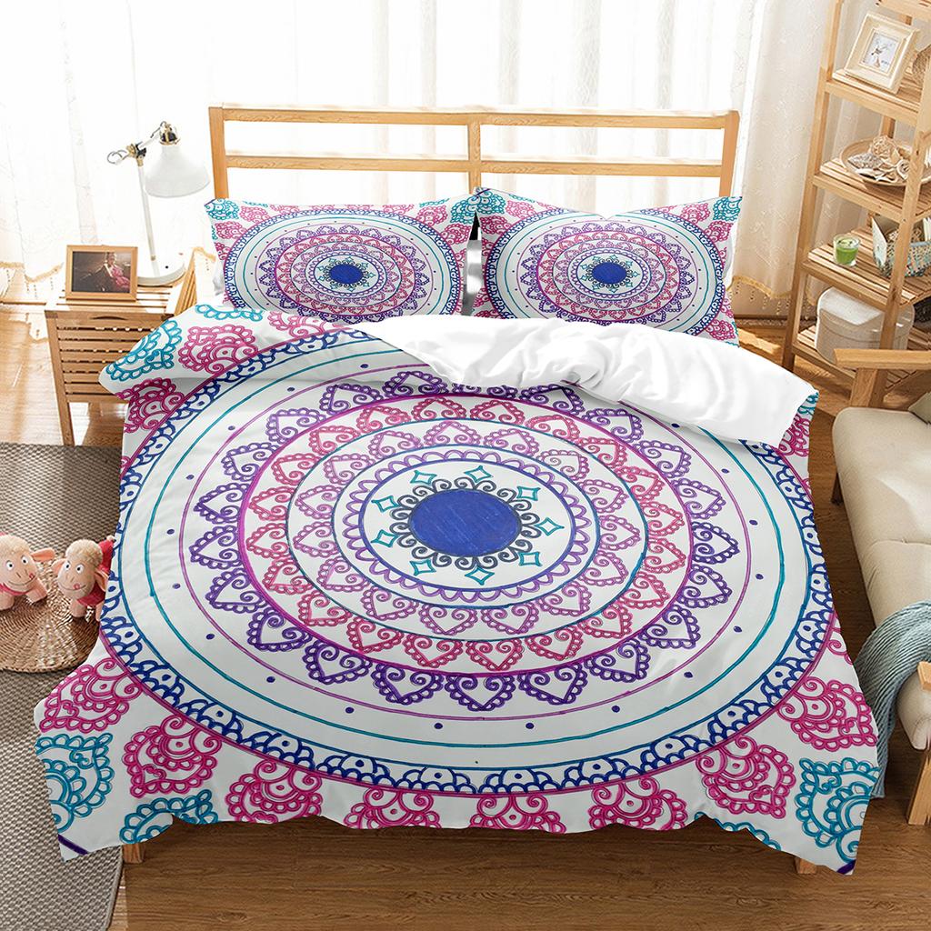 Bohemia Geometric Duvet Cover Queen For Kids Adult Room Microfiber Mandala Comforter Cover Floral Folk Art Abstract Bedding Set