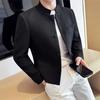 Chaqueta de Lino y Algodón de Corte Ajustado para Hombre con Cuello Alto - Estilo Chino Otoño JK002