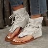 [Hot Retro Sandals] Retro Comfortable Women's Sandals - European and American Hot Selling Cross-border Cool Boots Flat Bottom Tassel Hollow Toe