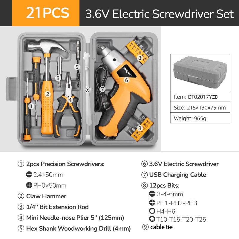 Rechargeable Electric Screwdriver Set - Multifunctional Lithium Battery Powered Hand Drill for Household Use