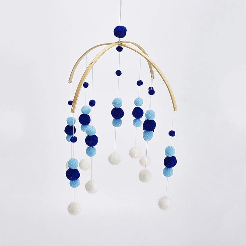 Mobile berceau bébé Mobile berceau chambre d'enfant Carillons éoliens à boules en feutre Suspendu en bois Mobiles de lit en feutre Mobiles de plafond en feutre Mobile berceau pour chambre d'enfant Douche de bébé