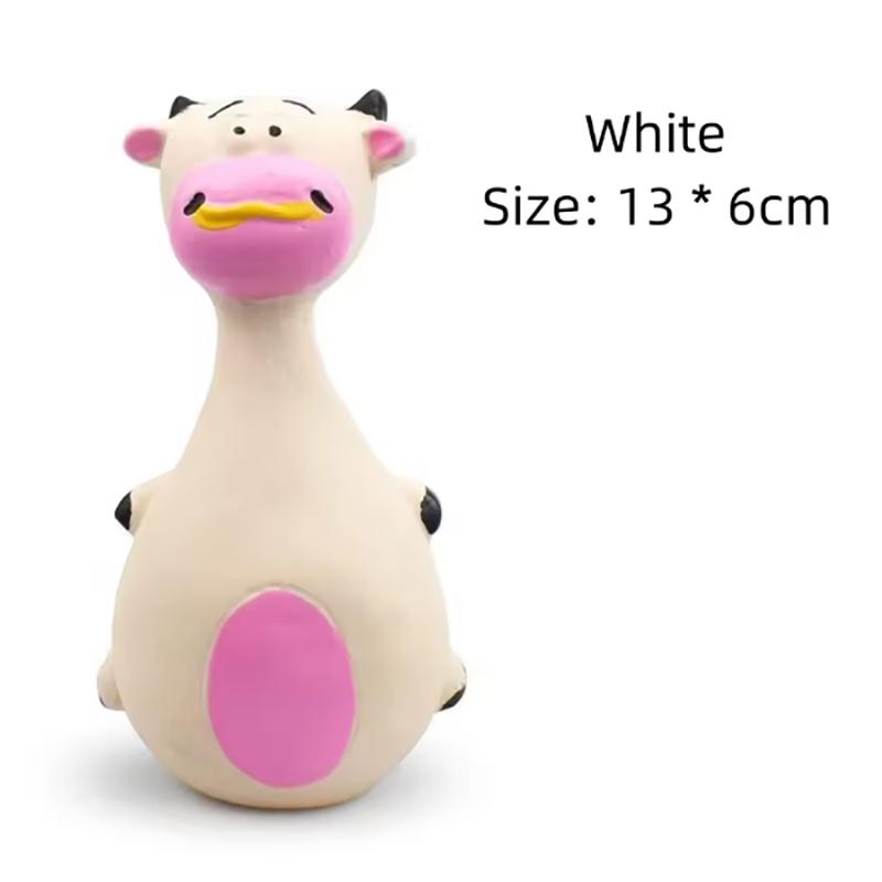 Hot 1 Piece Fat Bellied Cartoon Fun Bite Resistant Latex Sound Dog Toy Purple Elephant White Cow Brown Optional