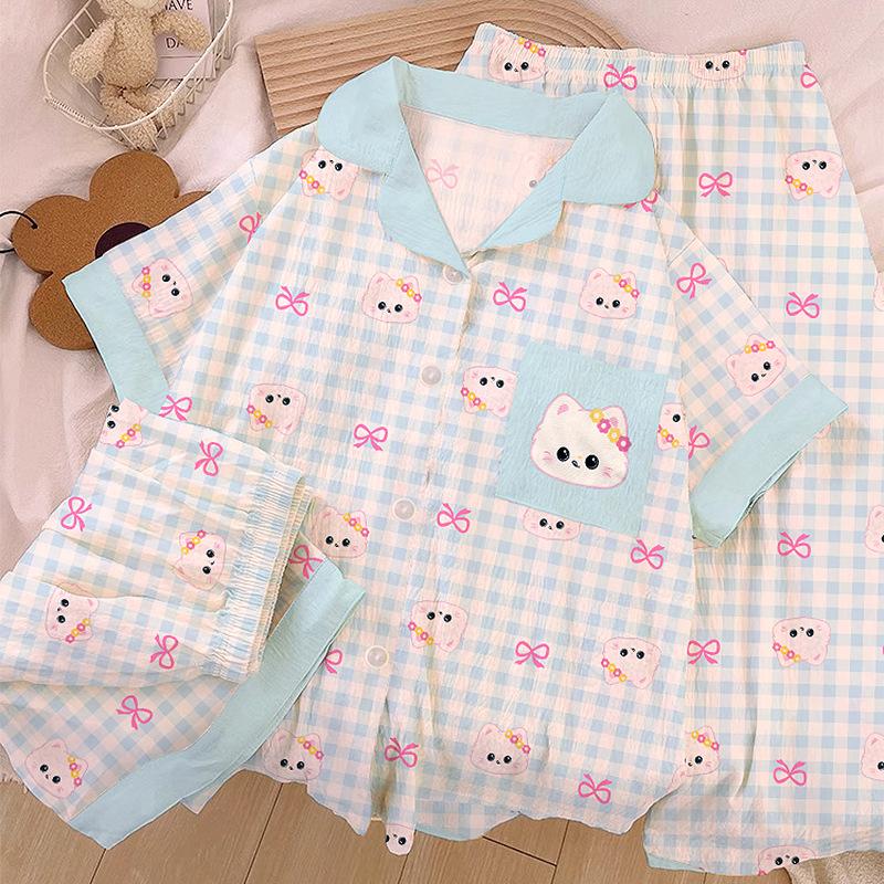 Cloud Cotton Three-Piece Summer Cute Fresh Puppy Short-Sleeved Loose Loungewear Can Be Worn Outside