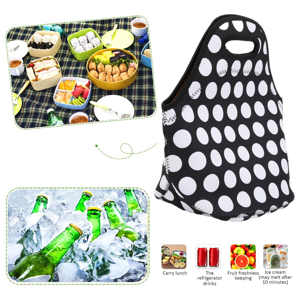 Insulated Thermal Lunch Bag Waterproof Neoprene Lunch Box Handbag for Picnic Camping