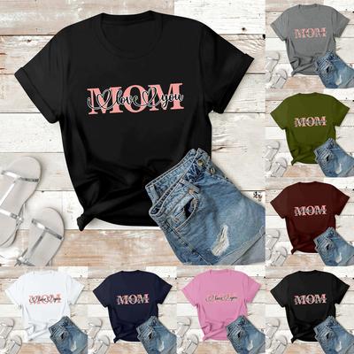 Women's Casual Printed T-Shirt Round Neck Pullover Short Sleeve Top