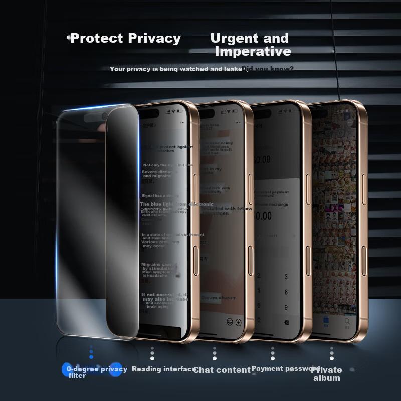 Tempered Glass Screen Protector for Apple iPhone 16 Pro Max Anti-Peeping Anti-Fingerprint Matte Anti-Reflection Shockproof Protective Film