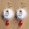 1Pair Stylish Santa Claus Jingle White Crystal Pendant Earrings for Women Christmas Gift Jewelry.