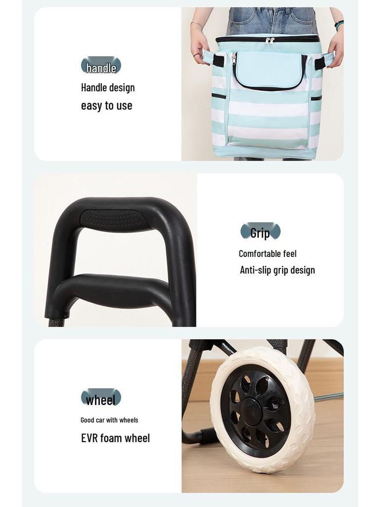 Lekki Składany Wózek na Zakupy z Wkładem Chłodzącym do Użytku na Zewnątrz i w Supermarkecie