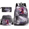 Neuer K-Pop Hexenjäger Aufdruck Schüler Schultasche Rucksack Umhänge Federmäppchen Dreiteiliges Set