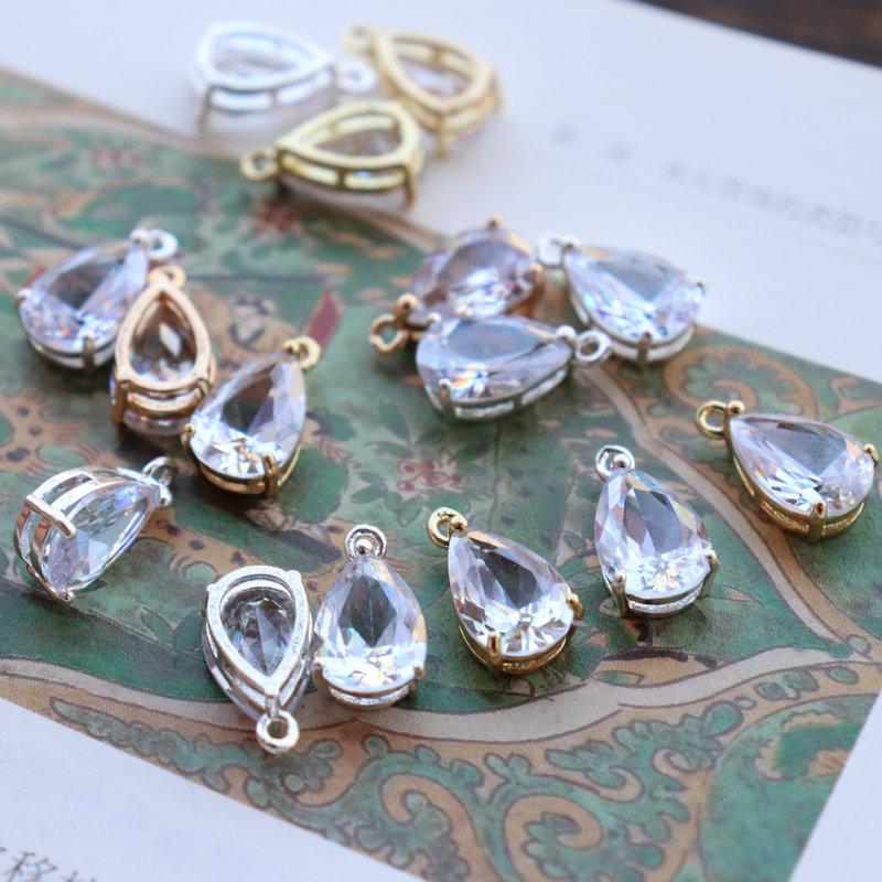 1PC Copper Zircon Water Drop Crystal Zircon Pendant for DIY Jewelry Accessories