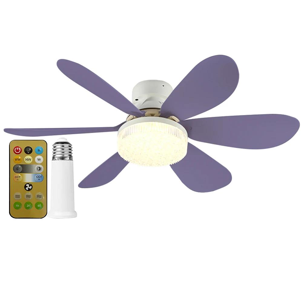 E27 Fassung Ventilator LED Licht E27 Sockel 42cm Innen Deckenventilator Licht Dimmbar Flacher Deckenventilator für Schlafzimmer Wohnzimmer Küche