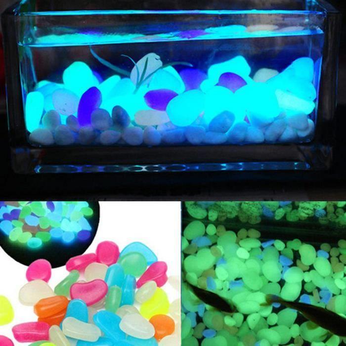 Decoração de aquário - ZJCHAO - Pedras brilhantes - Fluorescentes - Plástico - Multicoloridas