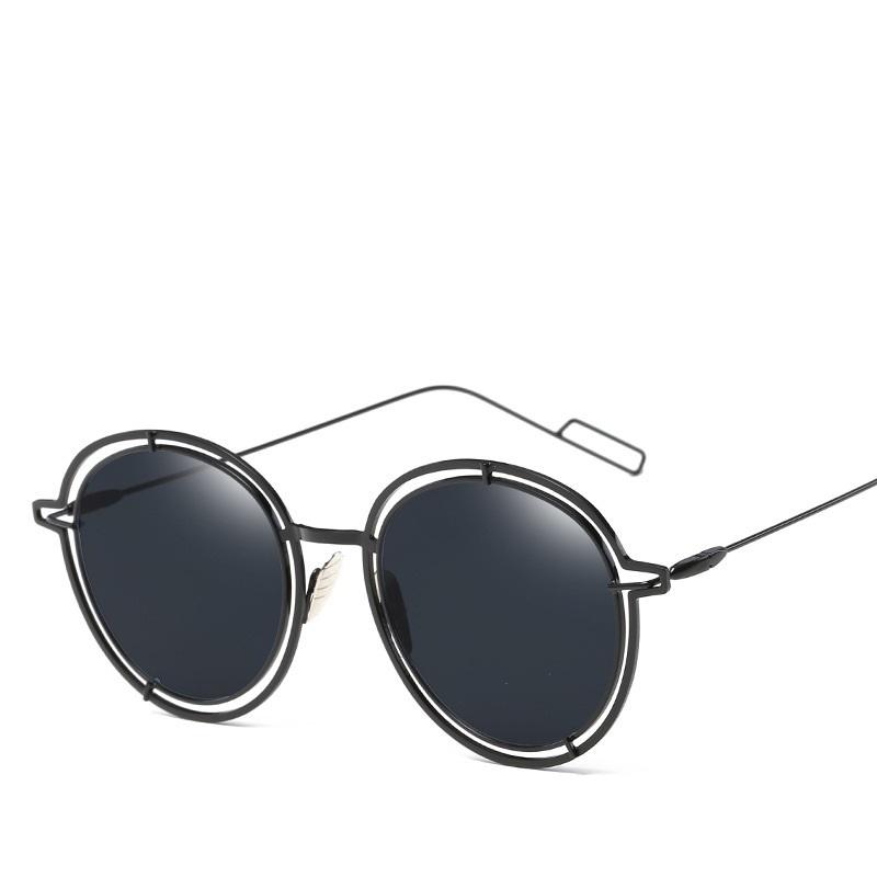 Retro Round Metal Sunglasses Men Women Luxury  Brand Designer Curved Temples Eyewear Ocean Rimless Black Sun Glasses  Uv400