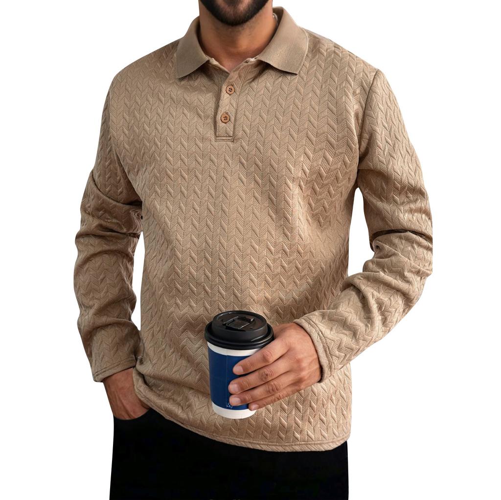 Men's Solid Color Sports Button Lapel Long Sleeve Tops Men's Casual Fashion Long Sleeve Tops