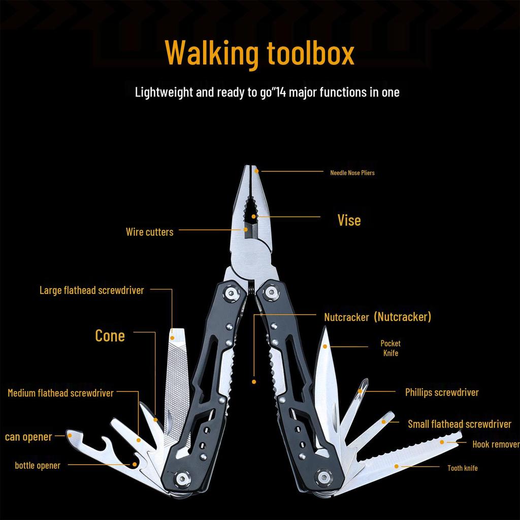 Outdoor Folding Stainless Steel Multi-Tool Pliers: Portable, Multi-Function Combination Pliers