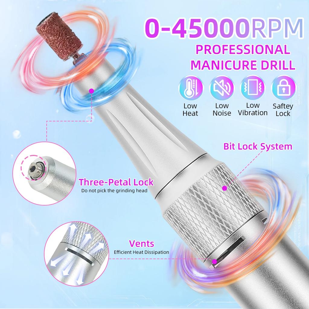 DianaBeauty Portable Electric Nail Drill Machine LED Display Rechargeable Nail Sander for Gel Nails Polish For Manicure Salon