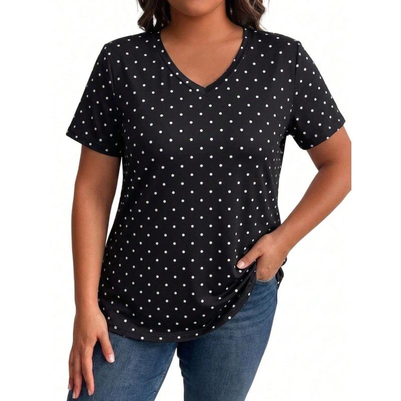 QICED Women's Fashion Casual V-Neck Short Sleeve Blouses & Shirts