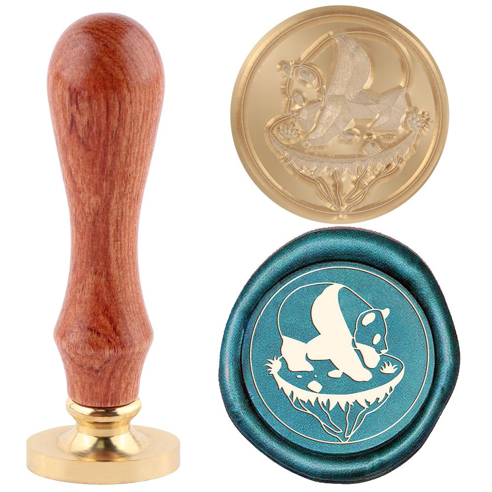 2pcs/set Animals Wax Seal Stamps With Handle, Bear, Mandala Elephant, Dog and Cat On the Moon Pattern Brass Wax Stamps For Decor