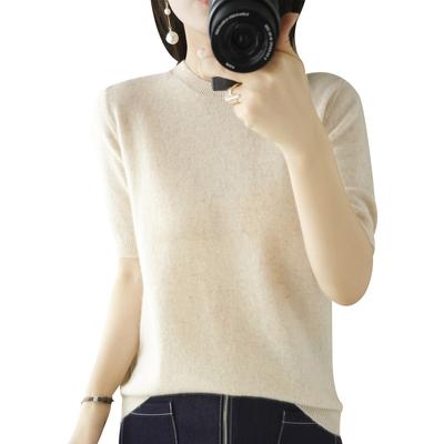 Spring Summer Womens Sweater T-shirt Short Sleeve O-neck Slim Fit Knitted Pullovers Bottoming Casual Knitwear Clothes