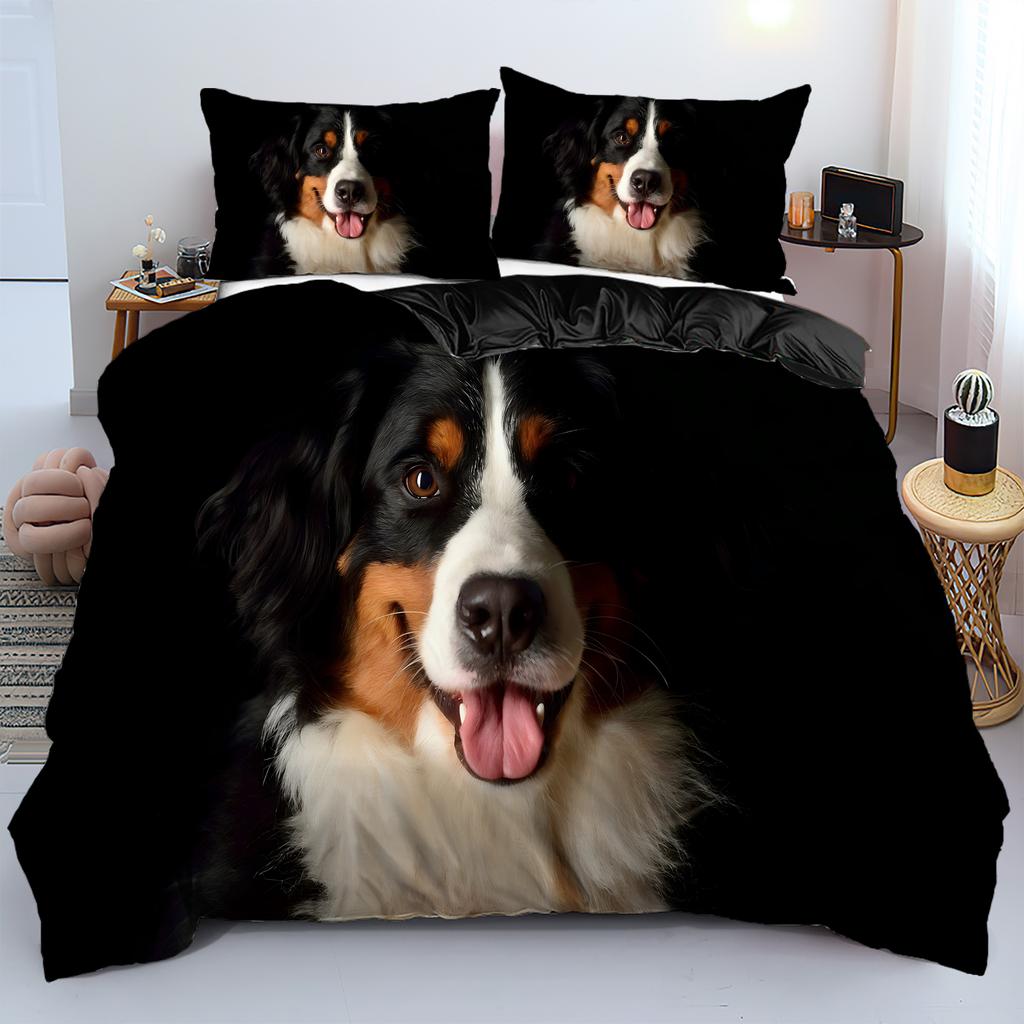 Bernie Mountain Dog 3D Printed Duvet Cover Cute Animal Style Bedding Set Home Polyester Soft Comfortable Quilt Cover Pillowcases