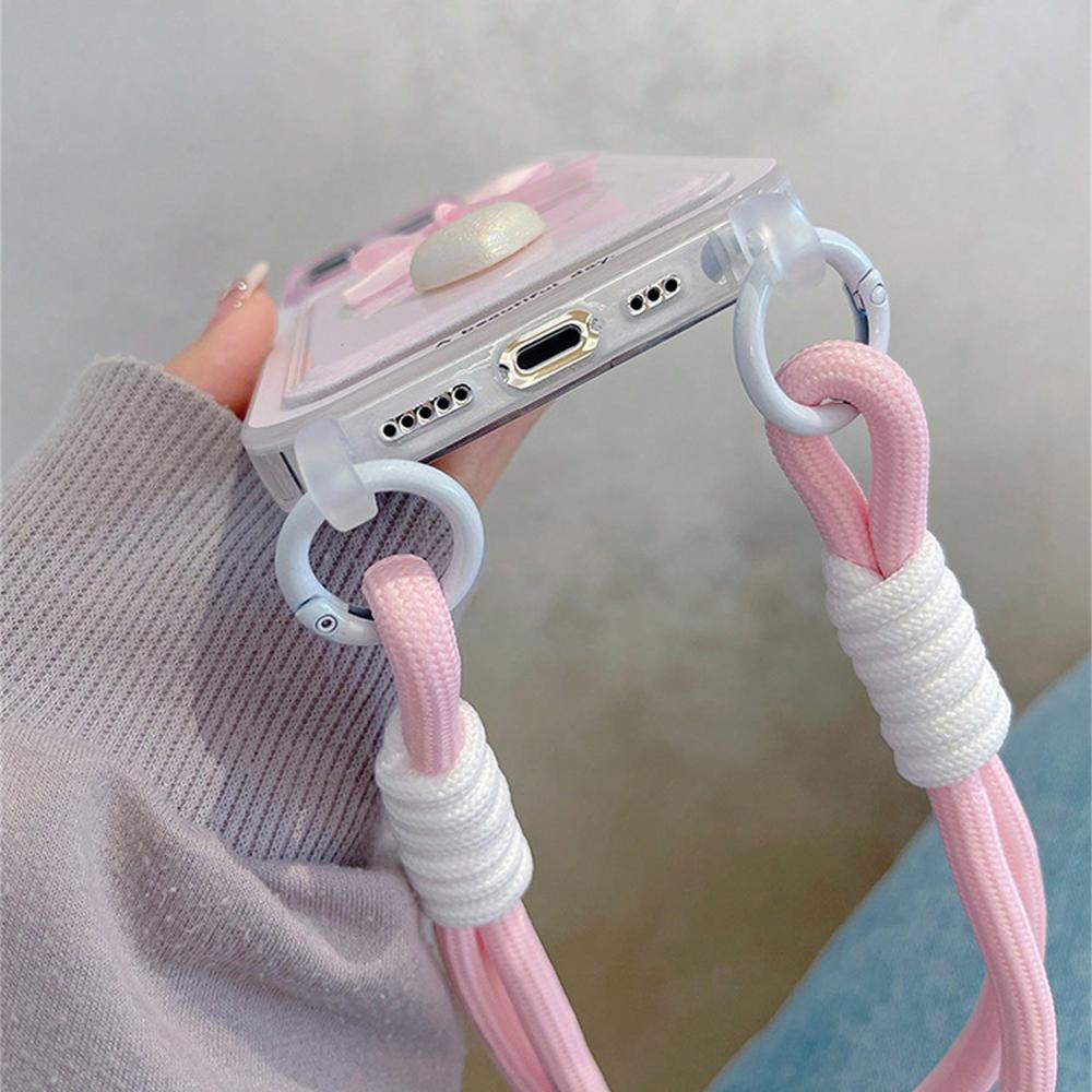 The New Pink Bow-Tied Love Phone Case With Lashing Available For The iPhone 15 14 13 12 11 Pro Max Creative Girl Phone Case