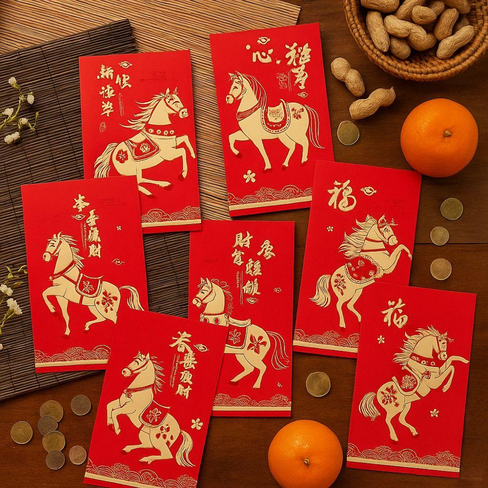 6pcs Paper 2026 New Year Red Envelope Gold Stamping Money Packets  Lunar New Year