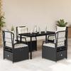 Vidaxl 5-Cz. Garden Furniture Set With Cushions, Black, Poly Rattan