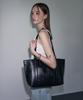 Leathery Bolted Shopper Bag [Black]